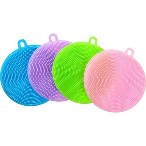 Multifunction Silicone Dish Bowl Cleaning Brush Silicone Scouring Pad Silicone Dish Sponge Kitchen Pot Cleaner Washing Tool