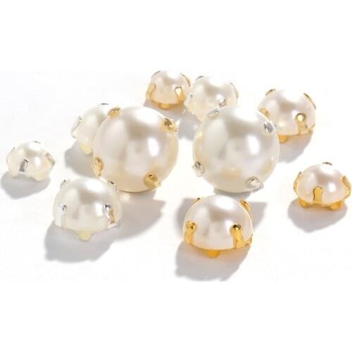 XiChuan New Product 100Pcs/Bag Pearl Beads Sew On Rhinestone For Needlework Clothes Decorative Beads Golden Silver Diy ABS Pearl