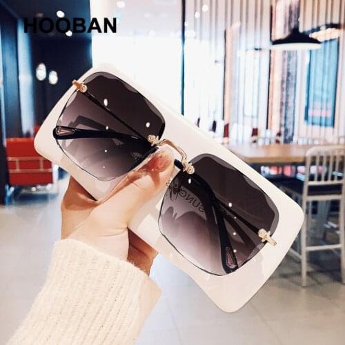 Brand Designer Rimless Sunglasses Women Fashion Oversized Square Sun Glasses Female Vintage Frameless Summer Shades Eyewear