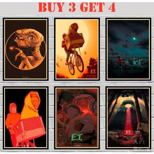 19 Designs Spielberg Movie E.T Kraft paper Poster Home Decal Art Painting Funny Wall Sticker 42X30cm