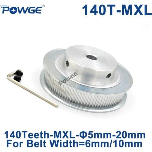 POWGE Inch Trapezoid 140 Teeth MXL Timing pulley Bore 8/10/12mm for width 6mm 10mm MXL Synchronous Belt Gear Wheel 140teeth 140T