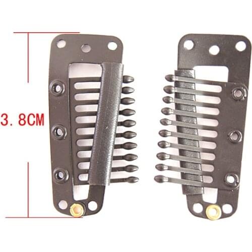 50pcs/bag 3.8cm 10T-Tube Stainless Steel Snap Comb Wig Clip Comb for Machine Weaving Extensions Hair Extensions Accessories