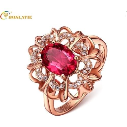 Hot 2018 Luxury Big Red Stone Ring Trendy Crystal Rings For Women Rose Gold Color Party Jewelry Accessories Drop Shipping
