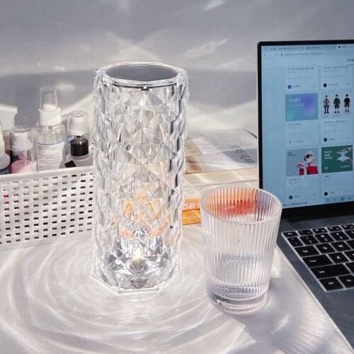 Crystal Touch Table Lamp Dimmable Bedside Rechargeable Nightstand Desk Lamps Decorative Night Light for Bedroom Living Room