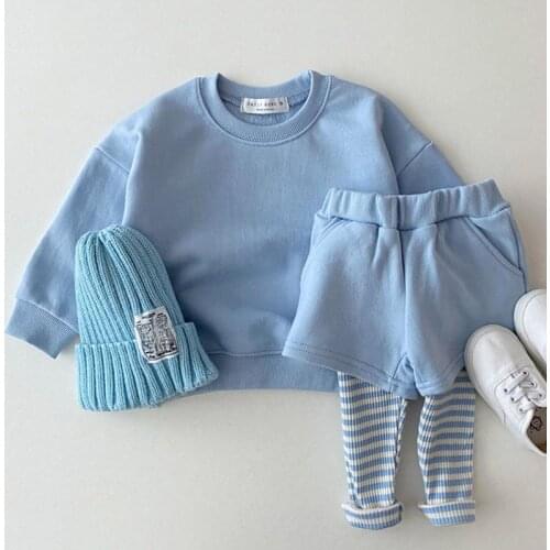 Korean Baby Clothes Boys Girls Candy Color Sweatshirts+Pants 2pcs Sets Tracksuits Casual Fashion Kids Children Clothing Sets