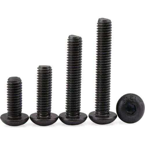 Grade 12.9 round head hexagon socket screw bolt high strength pan head screw black screw M2.5M3M4M6M8