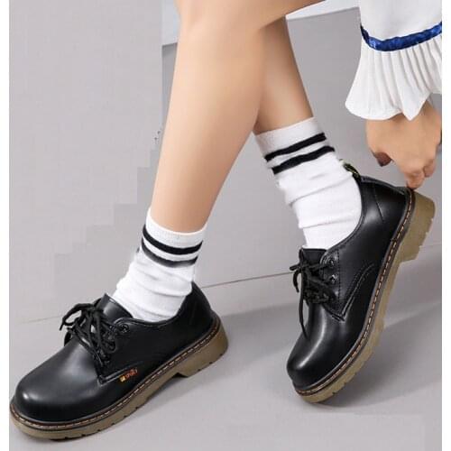EAGSITY British style women derby shoes lace up round toe casual cosplay uniform work shoes footwear oxford driving shoes