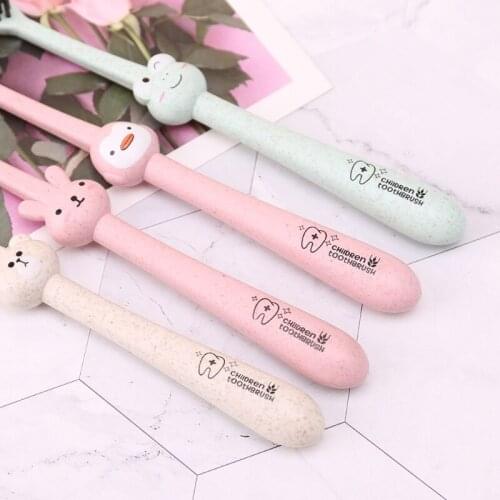 Baby Toothbrush Natural Wheat Straw Cartoon Toddler Kid Newborn Dental Oral Care Q1FE