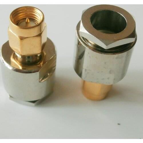1X Pcs Connector SMA Male plug Clamp Solder for LMR195 RG58 RG142 RG223 RG400 Cable Brass Nickel Plated Straight RF Adapters