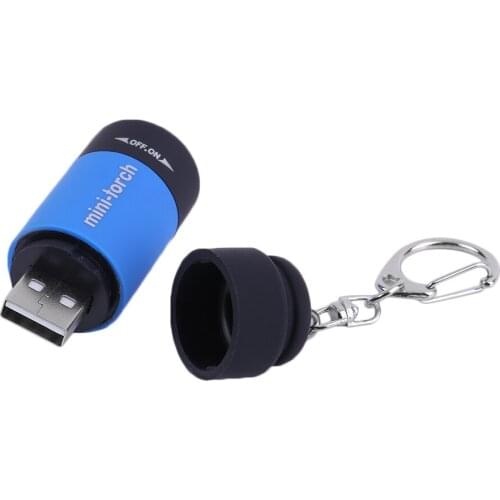 2017 Popular Mini Keychain Pocket Torch USB Rechargeable LED Light Flashlight Lamp 0.3W 25Lm Multicolor Mini-Torch