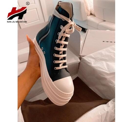 2020 High-Top Canvas Shoes Platform Canvas Shoes Plus Velvet Women Shoes Flat Shoes Side Zipper
