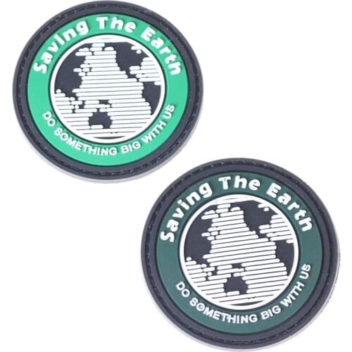 3D PVC Rubber Embroidery Earth Waterproof Washband Buckle Badge Clothing Military Armband Tactical Rubber Sports Outdoor Badge