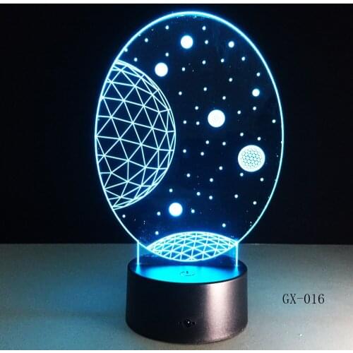 3D Visual Planet LED Illusion Night Lights Universe Table Acrylic Touch Lamps Changing USB Nightlight Luminous Light GX-016