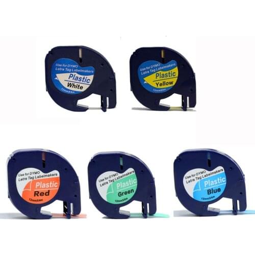5pcs Free shipping mix colors Compatible DYMO LetraTAG plastic cartridge LT tapes 91201