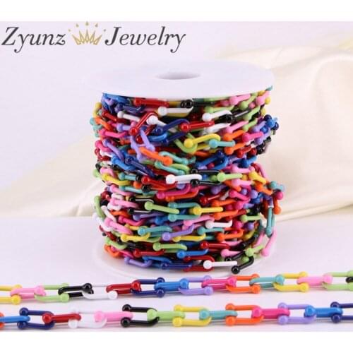 3 Meters, Copper Enamel Link Chain U-shaped Chains Findings Chunky Link Chain Multicolor For Bracelet Neckalce Jewelry Making