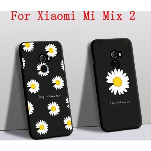 Funda For Xiaomi Mi Mix 2 case Silicon Protector Daisy Flower Rose Mobile phone cover For Xiaomi mi mix 2 back Cover Black Shell