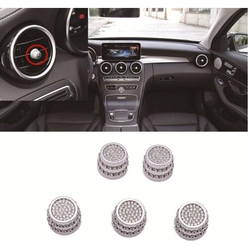 Zinc Alloy Diamond Style Car Central Control Air Outlet Knob Trim Cover For Mercedes Benz C GLC Class W205 X253 GLC260 2015-2020