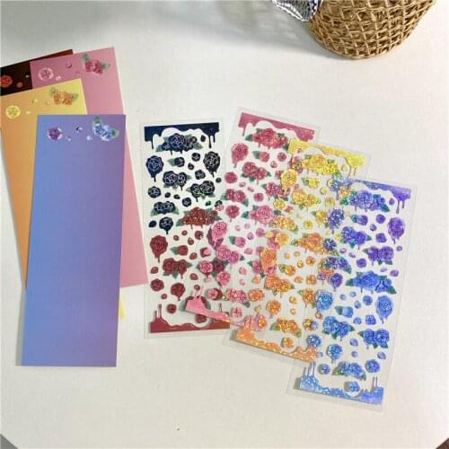 1 Sheet Colorful Rose Laser Sequin Stickers Star Chaser Hand Account Material Stickers For Album Cups Computer