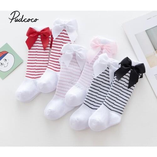 2021 Infant Baby Girls Bowknot Princess Stockings Striped Hollow Out Breathable Leggings Warmers Baby Accessories Hose