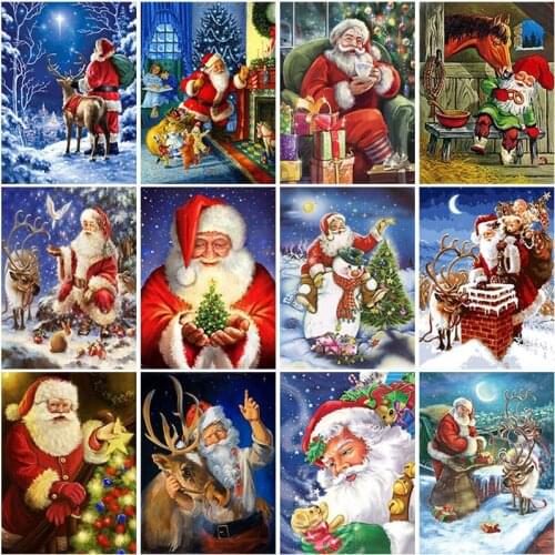 DIY 5D Diamond Painting Full Round & Square Resin Mosaic Diamond Embroidery Cross Stitch Kits Wall Art Decor Santa Claus