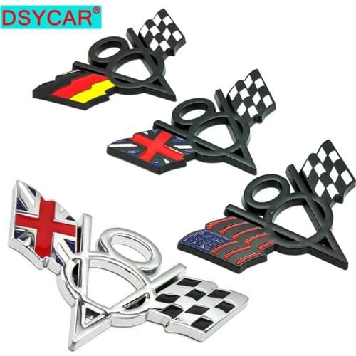 DSYCAR 1Pcs Fashion 3D Metal V8 National Flag Emblem Sticker Car SUV Body Exterior Cover Decals DIY Car-Styling 3D Stickers New