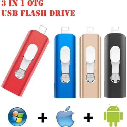 Metal USB Flash Drive 128gb OTG Pen Drive 32gb 64gb Usb 2.0 Flash Disk for iPhone X/8 Plus/8/7 Plus USB 128GB 256GB Memory Stick