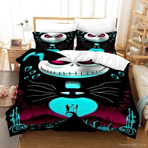 The Nightmare Before Christmas Bedding Set Queen King Size Duvet Cover Set Soft Comforter Cover Pillowcase Set Home Textile Gift