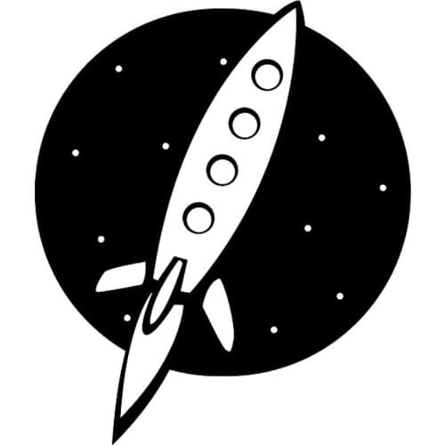 12cm*14.2cm Rocket Spaceship Space Vinyl Car Styling Stickers Decals Black/Silver S3-6484