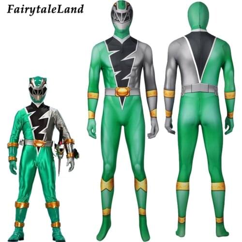 KISHIRYU SENTAI Ryusoulger Green Ranger Cosplay Towa Costume Halloween Dino Ranger Jumpsuit Green Soldier Spandex Bodysuit