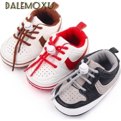 Boy & Girl Baby Shoes Slip On Toddler Pre Walker Baby Shoes Faux Leather Soft Sole Casual Sneakers Solid Trainers 0-18 Months