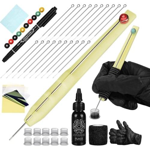 Hand Poke Stick Tattoo Kit DIY Tattoo Supply Ink Gloves Inkbox Tattoo Needles Set 1RL /3RL / 5RL / 7RL Needles for tattoo