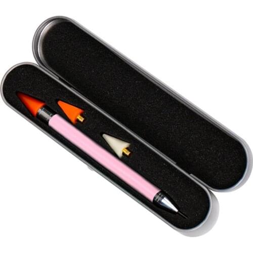 1Pc Double Heads Dotting Pen Rhinestone Acrylic Handle Nail Art Tool with Box Decoration Manicure Tools Kit Dual-ended Case Pack