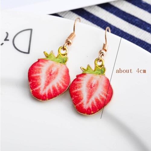 2020 New Korean Cute Earrings Series For Women Personality Creative Fruit Earrings Funny Animal Drop Earrings Gift