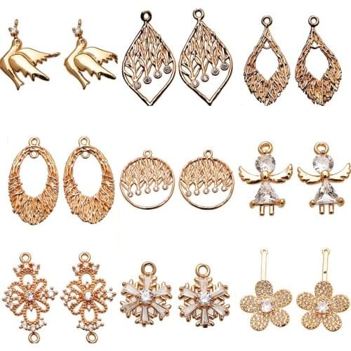 4p Charm Pendant 24k gold Brass eardrop Accessories brooch headwear Bracelet Earring necklace Jewelry Making craft diy Findings