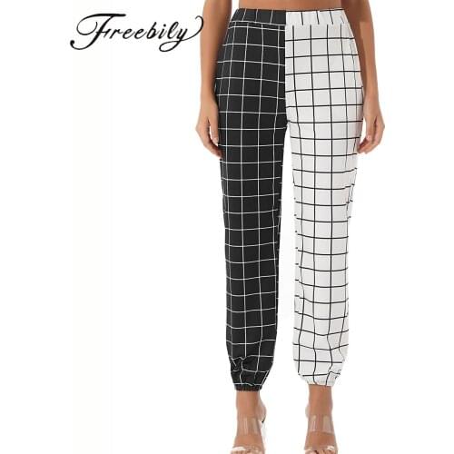 Women Plaid Pajama Pants Sleepwear Soft Casual Long Elastic Contrast Color Pj Bottom Loungewear Long Trousers