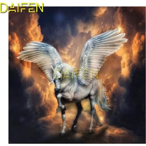 Full Square Diamond embroidery Cross stitch fly unicorn horse on fire wings Full Round Diamond mosaic DIY 3D Diamond painting