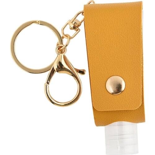 Portable Empty Travel Bottle 30ml PU Leather Pouch Holder Keychain Refillable 2XPB