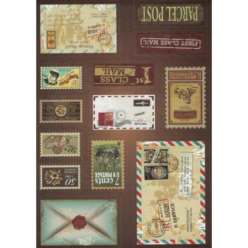 PVC Retro Stamp Envelope Sticker Waterproof Notebook Desktop Personalized Skateboard Bicycle Luggage Laptop Stickers