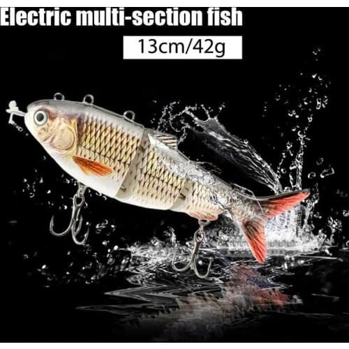 Robotic Fishing Lure Electric Wobbler For Pike Electronic Multi Jointed Bait 4 Segments Auto Swimming Swimbait USB LED Light 42g