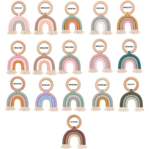 Christmas Baby Rainbow Teething Ring Safety Wooden Teether For Children Kids Baby Care Accessory Shower Gifts