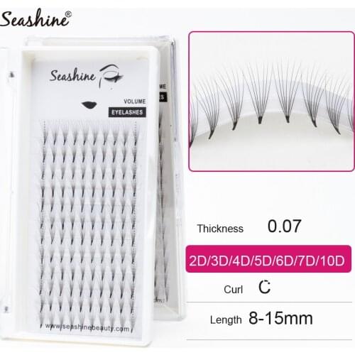 Seashine C 0.07 8-15mm Premade Fans Individual Natural Lashes Makeup False Eyelashes Premade Volume Fans Lash Extension Supplies