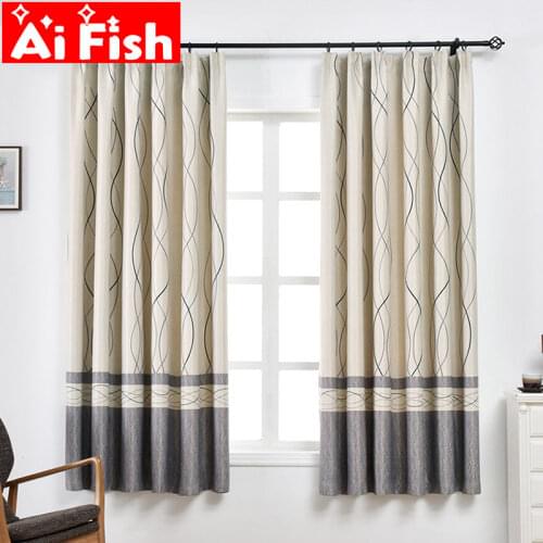 Stripe Modern Window Curtain Blackout Short Curtain For Living Room Kitchen Textile Drapes Bay Window Finished Customize PC020#3