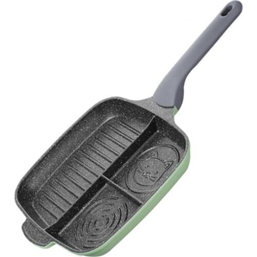 Frying Pan,3 Section Meal Skillet Steak Pan Divided Pan Nonstick Breakfast Frying Grill Pan Baking Pan Breakfast Pan