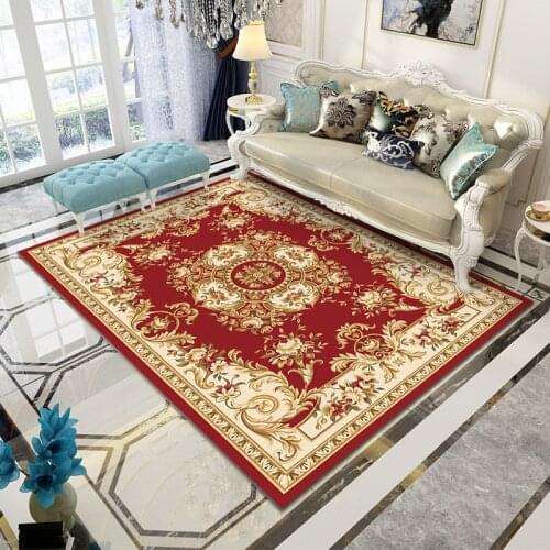 Modern Red Carpet For Living Room Jacquard Floor Mat Floral Europe Rug Bedroom Bedside Door Area Retro Turkish Rugs Hallway For