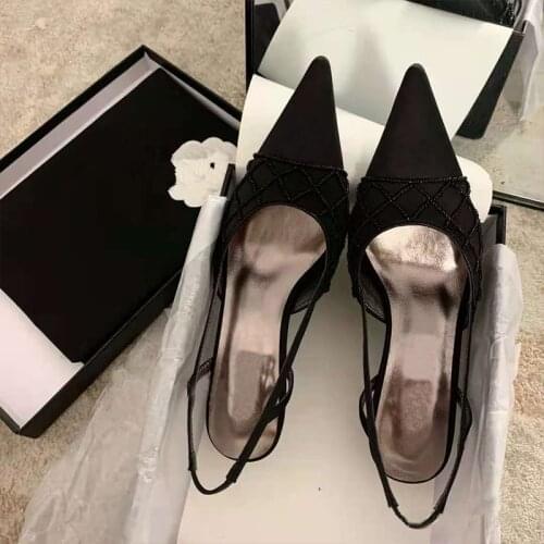 Luxury Brand Sexy White Strange High Heels 8/10cm Slingbacks Sandals Pointed Toe Women Dress Party Shoes Black Leather Pumps