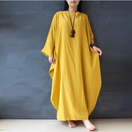 Ultralarge national trend fluid one-piece loose batwing sleeve one-piece dress robe plus size clothing