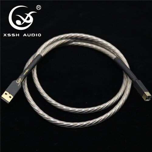 A to B type USB USB2.0 USB3.0 cables XSSH Audio DIY Copper Silver OFC pure copper conductor USB A to USB B Audio cable Cord Wire