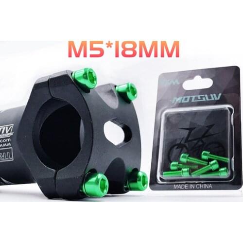 6Pcs M5*18mm Bicycle Handlebar Screw Stainless Steel MTB Road Bike Stem Riser Bolts Titanium-plated Colorful Screws Bicycle Part