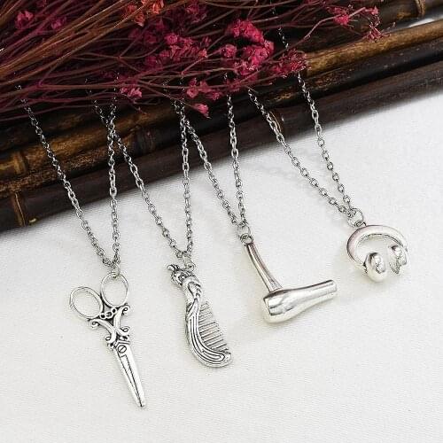 Vintage punk Jewelry Necklace men Tools Hair Dryer/Scissor/Comb Pendants Necklace Barber Shop Hair Dresser Present Necklace
