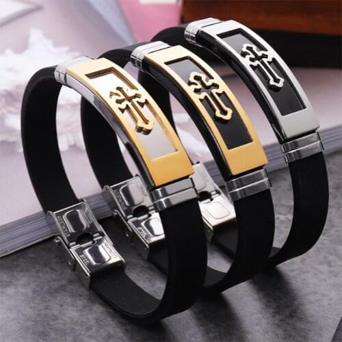 Vintage Cross Bracelet Stainless Steel Mens Leather Bracelet Religious Bracelet for Handsome Mens Christmas Gifts